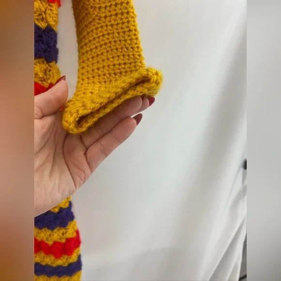 Handmade Crochet Blanket Sweater Cardigan with Wooden‎ Owl Buttons - Picture 4 of 10